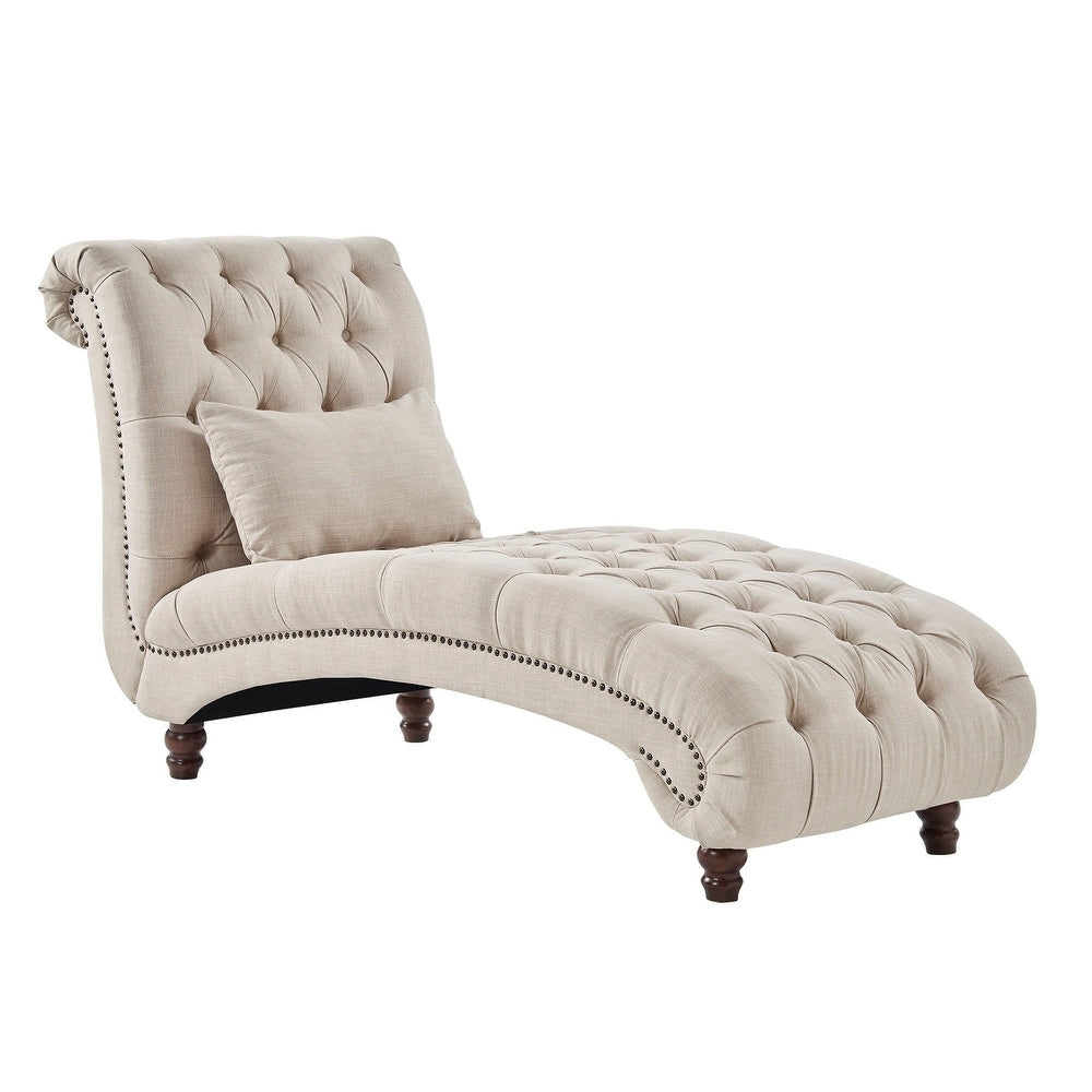 Homelegance By Top-Line Pietro Tufted Oversized Chaise Lounge Beige Linen