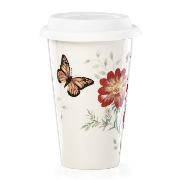 Lenox Butterfly Meadow Travel Mug Multi, WHITE PORCELAIN 885609