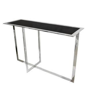 Pasargad Luxe Faux Marble & Steel Console Table – Modern Elegance For Your Home Décor Needs Black Glass & Steel Gg-1028