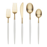 Cambridge Mazzy 20-Piece Flatware Set, Gold & White, 18/10 Stainless, Dishwasher Safe