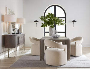Hooker Furniture Modern Mood Leg Dining Table With Alabaster Diamond Finish, Pewter Accents, Extendable To 110" Medium Brown 6850-75200-89