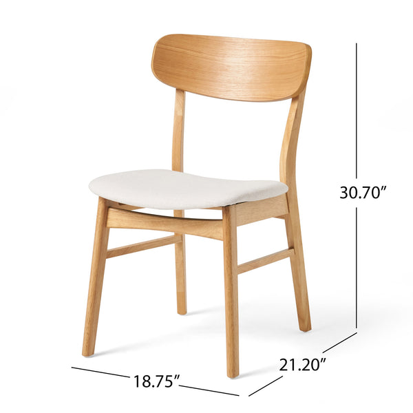 English Elm Christopher Knight Home® - DINING Chair with Cushioned Fabric Seat and Solid Rubberwood Legs, Natural Oak Finish, Stylish Comfort Light beige 58925.00LBE
