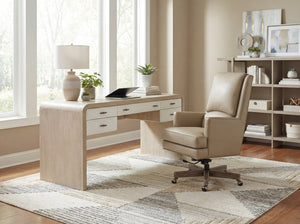 Hooker Furniture Wright Top-grain Leather Executive Swivel Chair with Wood Accents for Home Office EC387-C7-005