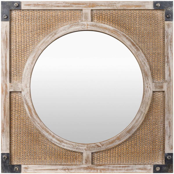 Surya Georgia 24" Bohemian Accent Mirror - Unique Eclectic Design For Living Room, Bedroom & Hallway Decor Frame, Brown Rattan Gga001-2424