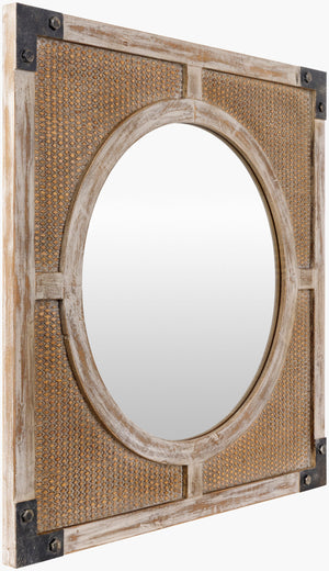 Surya Georgia 24" Bohemian Accent Mirror - Unique Eclectic Design For Living Room, Bedroom & Hallway Decor Frame, Brown Rattan Gga001-2424