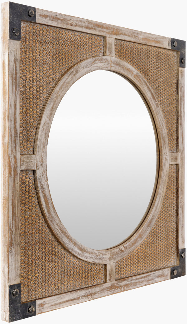 Surya Georgia 24" Bohemian Accent Mirror - Unique Eclectic Design For Living Room, Bedroom & Hallway Decor Frame, Brown Rattan Gga001-2424
