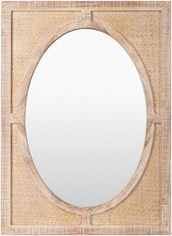 Surya Georgia 24" Bohemian Accent Mirror - Unique Eclectic Design For Living Room, Bedroom & Hallway Decor Frame, Brown Rattan Gga002-3223