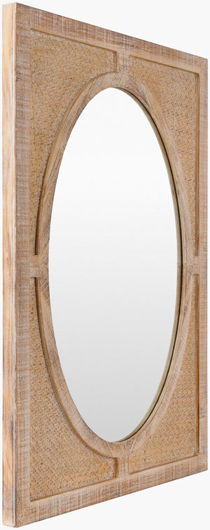 Surya Georgia 24" Bohemian Accent Mirror - Unique Eclectic Design For Living Room, Bedroom & Hallway Decor Frame, Brown Rattan Gga002-3223