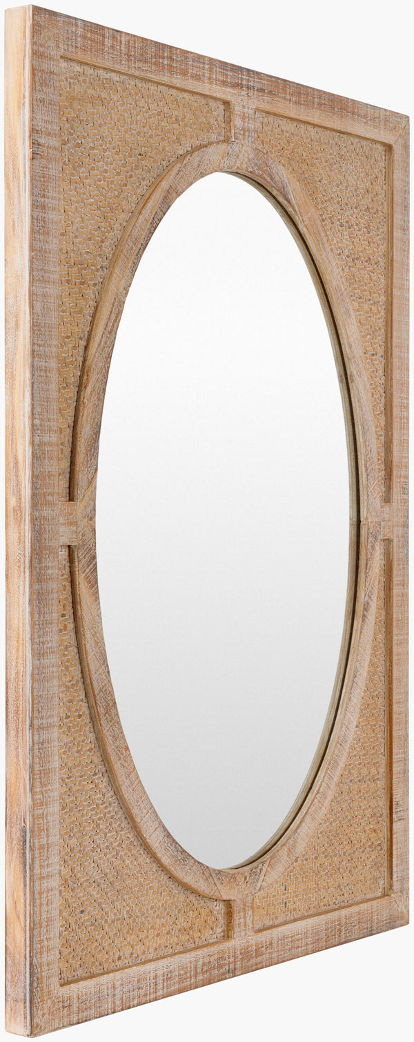 Surya Georgia 24" Bohemian Accent Mirror - Unique Eclectic Design For Living Room, Bedroom & Hallway Decor Frame, Brown Rattan Gga002-3223