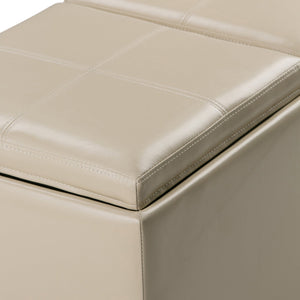 English Elm Avalon 5-Piece Storage Ottoman Set In Satin Cream - Versatile Seating & Hidden Storage Solution B136P159758