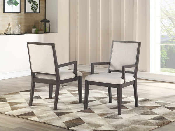 English Elm Steve Silver - Mila Solid Hardwood Arm Chair Set of 2 in Washed White Fabric Finish — Stylish, Durable Seating (96) B081P157479