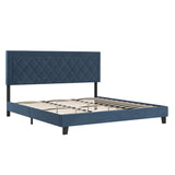 Homelegance By Top-Line Terrell Black Finish Frame with Velvet Fabric Platform Bed Blue Velvet