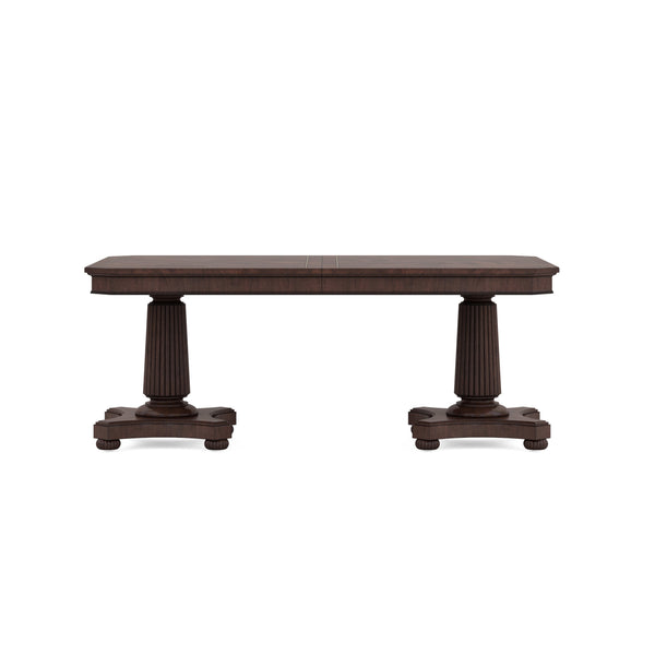 A.R.T. Furniture Revival Elegant Dual Pedestal Dining Table With Storage, Extendable Design & Stunning Mahogany Finish Brown Rubberwood Solids,Quarter Mahogany Veneer,Resin 328221-1730