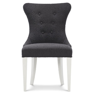 Bernhardt Bernhardt Tufted Silhouette Side Chair Dark Bouclé — Hourglass Back, Tapered & Sabre Legs, Glam Finish 307547