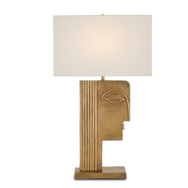 Thebes Antique Brass Table Lamp - Art Deco Inspired Design by Ian Thornton for Elegant Interiors