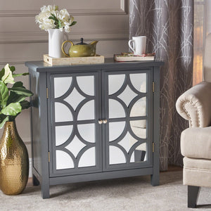 Christopher Knight Home® - Noble House - Melora Fir Wood Double Door Cabinet With Mirrored Accents