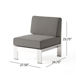 English Elm Christopher Knight Home® - CAPE Coral Armless Chair - Khaki Water-Resistant Cushions, Aluminum Frame, Modular Ottoman Ready 64413.00