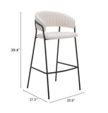 Josephine Barstool - Set of 2 Cream 109673 Zuo Modern