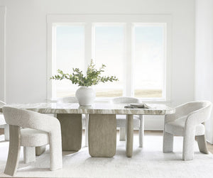 Bernhardt Bernhardt Rustic-Modern Arcadia Dining Table With Faux-Stone Top, Sculptural Woodgrain Legs & Leaf K2001