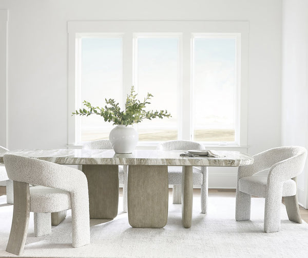Bernhardt Bernhardt Rustic-Modern Arcadia Dining Table With Faux-Stone Top, Sculptural Woodgrain Legs & Leaf K2001