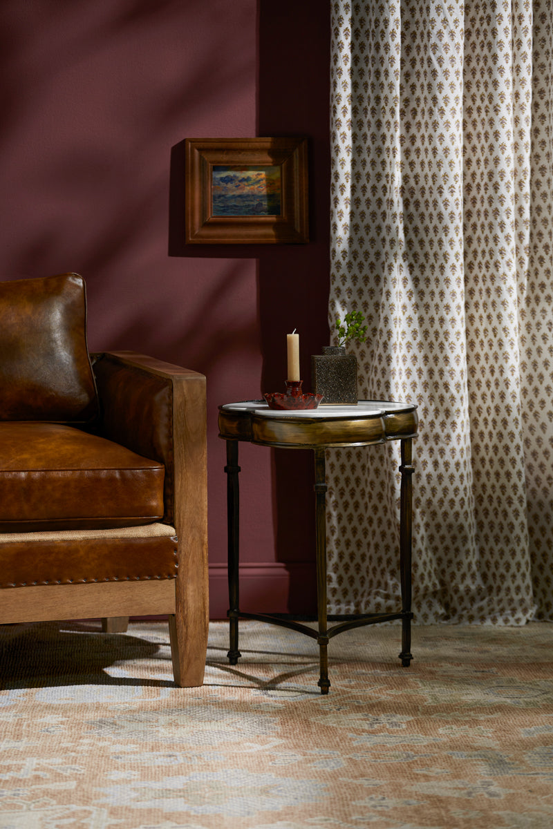 Gregory GGR-001 24"H x 16"W x 16"D End Table GGR-001  Top: White; Base: Metallic - Brass Surya