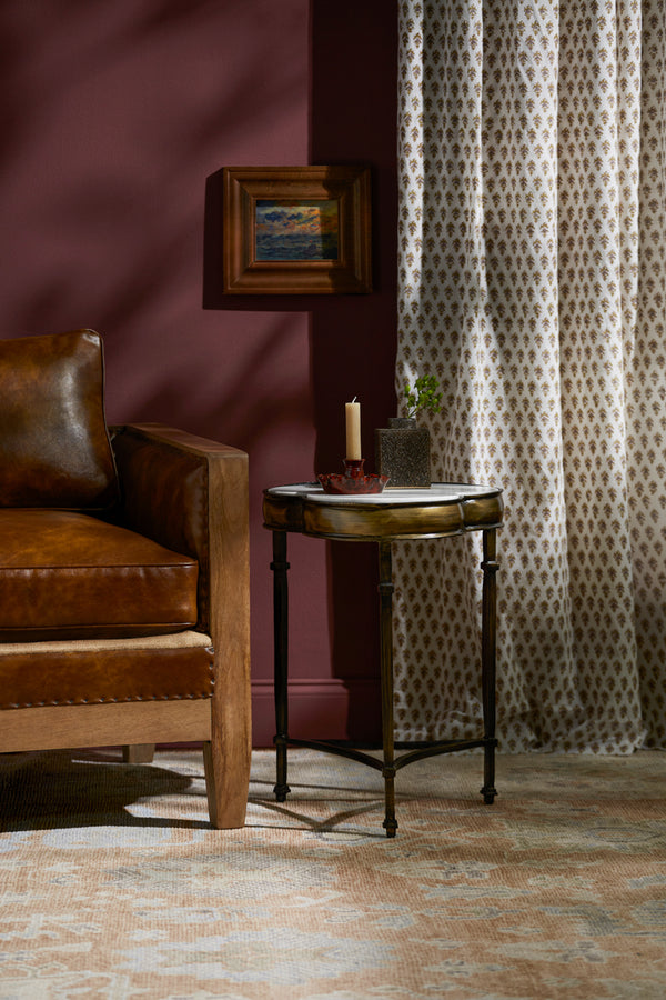 Gregory GGR-001 24"H x 16"W x 16"D End Table GGR-001  Top: White; Base: Metallic - Brass Surya