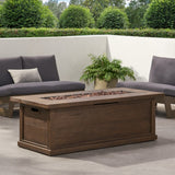 Christopher Knight Home® Noble House 56'' Wood Rectangular Mgo Fire Table Brown - 50 000 Btu With Concrete Tank Holder