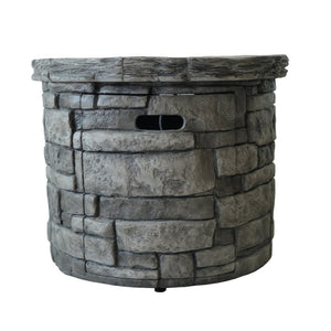 English Elm 30" Round Mgo Gas Fire Pit 40000 Btu Outdoor Patio Sculptural Matte Gray Finish 61099.00-40K