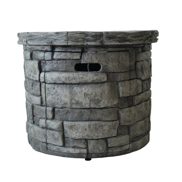 English Elm 30" Round Mgo Gas Fire Pit 40000 Btu Outdoor Patio Sculptural Matte Gray Finish 61099.00-40K