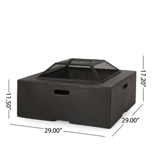 English Elm Outdoor Square Mgo Concrete Wood Burning Fire Pit with Spark Screen for Patio Gatherings 72476.00