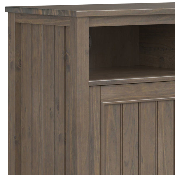 English Elm Lev Solid Wood Medium Storage Cabinet Smoky Brown – TV Stand, Adjustable Shelves, Cord Management, Brushed Bronze Handles B136P158819