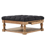 Homelegance By Top-Line Cadeo Baluster Pine Tufted Storage Ottoman Natural Pine