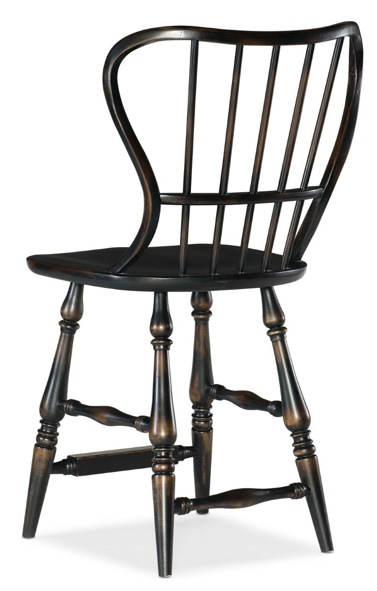 Hooker Furniture Ciao Spindle-Back Counter Stool In Hand-Distressed Black Finish, Farmhouse Charm, Sturdy Wood Seat, 23X23.75X42.75-Inches 5805-75351-99