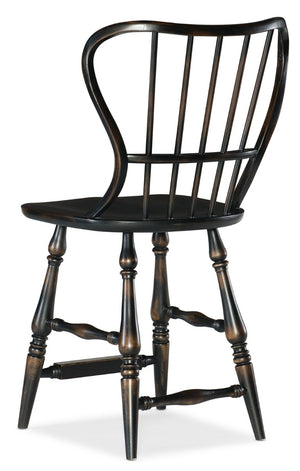 Hooker Furniture Ciao Spindle-Back Counter Stool In Hand-Distressed Black Finish, Farmhouse Charm, Sturdy Wood Seat, 23X23.75X42.75-Inches 5805-75351-99