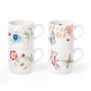 Lenox Butterfly Meadow 4-Piece Stacking Mug Set Multi, WHITE PORCELAIN 890451