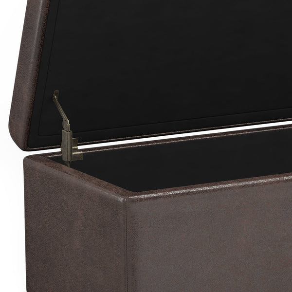 English Elm Avalon Extra Large Storage Ottoman Bench - Stylish Dark Brown Faux Leather With Hidden Storage Solutions B136P158655