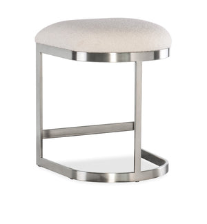 Hooker Furniture Modern Mood Counter Stool With Inverness Natural Bouclé Seat, Warm Pewter Metal Frame & Foot Rail 6850-75350-95