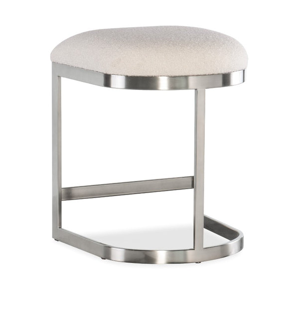 Hooker Furniture Modern Mood Counter Stool With Inverness Natural Bouclé Seat, Warm Pewter Metal Frame & Foot Rail 6850-75350-95