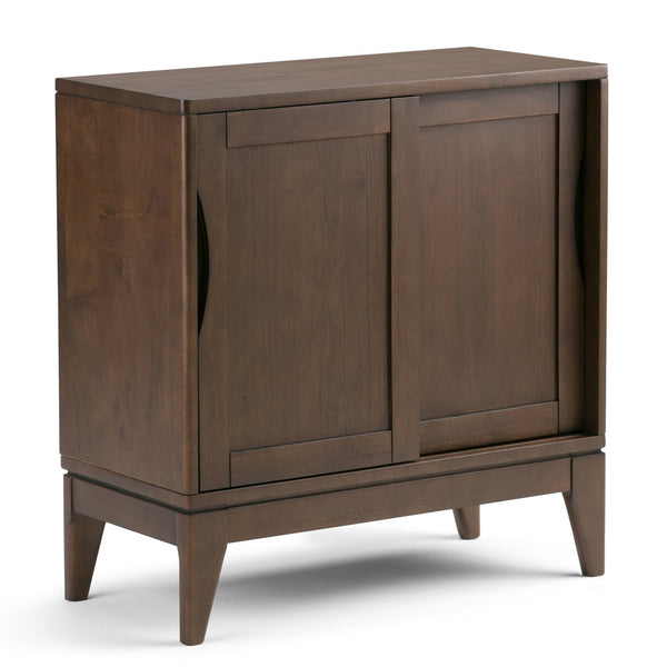 English Elm Harper Mid-Century 30" Solid Hardwood Low Storage Cabinet with Sliding Doors, Eco-Friendly Finish Dark Brown B136P158164