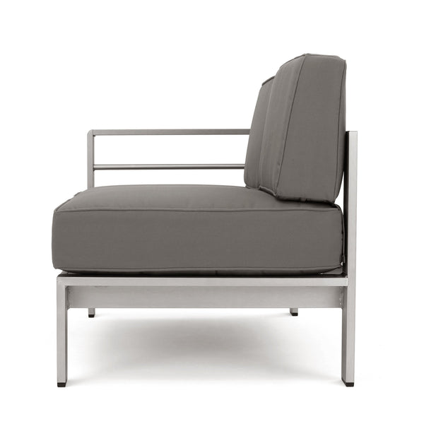 English Elm Cape Coral Modular Outdoor Sectional Aluminum Frame Khaki Cushions Glass Table 57591.00