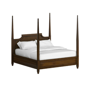 A.R.T. Furniture Eave Traditional Four Poster Bed With Elegant Scroll Back Headboard For Timeless Bedroom Style Brown Material(S), Poplar And Parawood Solids,Walnut Veneer 336135-1860