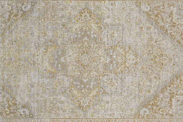 Feizy Rugs Aura Contemporary High-low Pile Rug In Gold And Champagne - Durable, Elegant Design For Any Space Ivory,Gold Polyester,Polypropylene Aur3734fbrngldg22