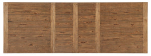 Hooker Furniture Big Sky Trestle Dining Table — Hand‑Distressed Pecky Hickory, X‑Base, 2 Removable 20" Leaves, Seats 10 6700-75200-80