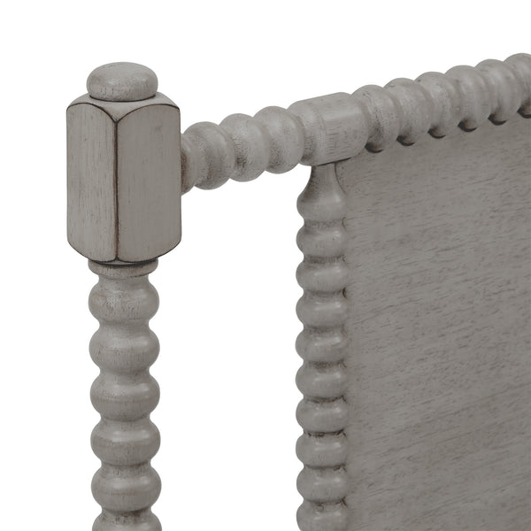 Homelegance By Top-Line Remi Antique Finish Beaded Wood Platform Bed Grey Rubberwood