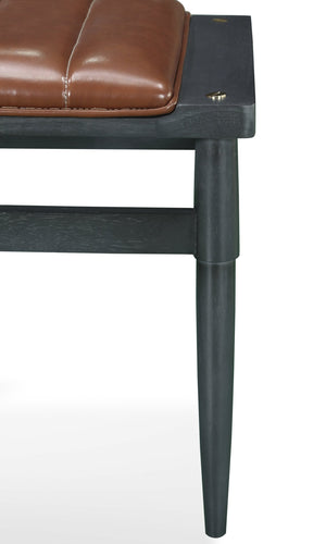 A.R.T. Furniture Bobby Berk Thilo Bed Bench - Contemporary Dark Gray Upholstered Accent With Brass Details & Style Black, Brown Material, Parawood Solids & Oak Veneer & Imitation Leather & Copper Decorative Screw 239149-2348