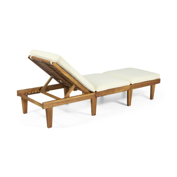 English Elm Ariana Solid Acacia Wood Outdoor Chaise Lounge with Cushion Teak Slatted Patio 57523.00
