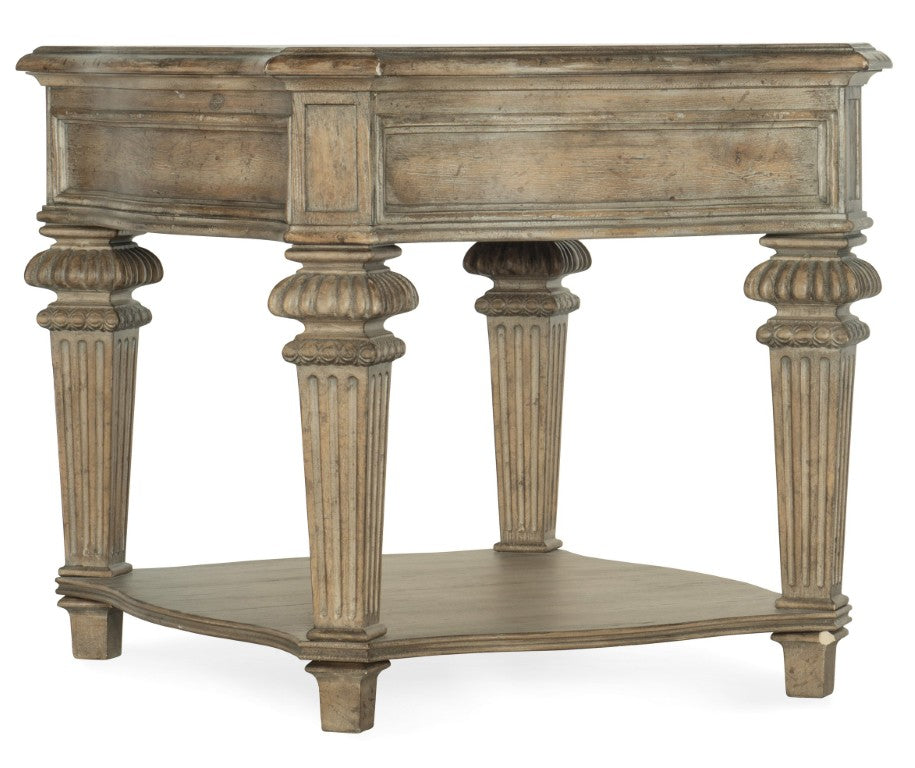 Hooker Furniture Castella Old World End Table With Drawer & Shelf, Antique Slate Finish, Distressed Resort Charm 5878-80113-80