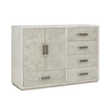 Stone-Textured 5 Drawer Accent Cabinet with Doors Gray with Raffia Palm Finish P301587 Pulaski Furniture