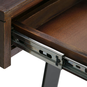 English Elm Lowry Desk - Distressed Charcoal Brown Solid Acacia With Metal Legs For Modern Industrial Charm B136P158875