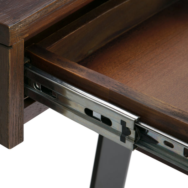 English Elm Lowry Desk - Distressed Charcoal Brown Solid Acacia With Metal Legs For Modern Industrial Charm B136P158875
